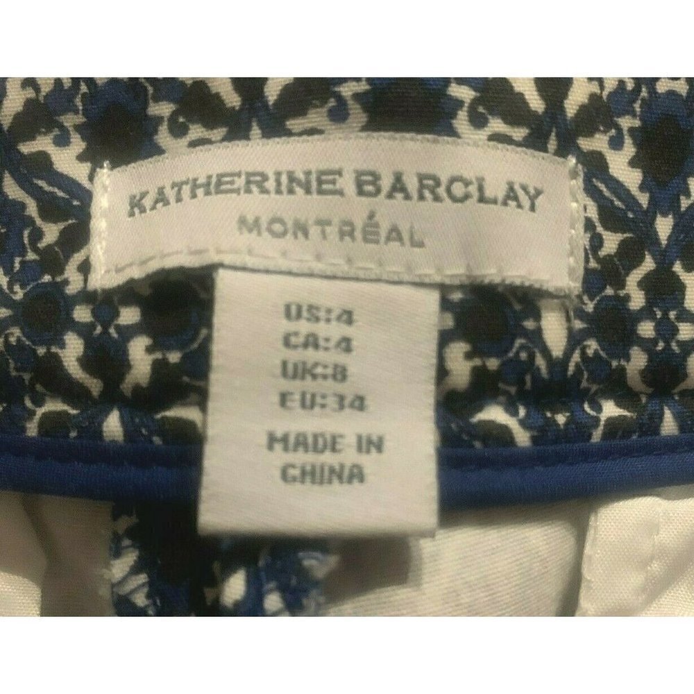 Katherine Barclay Montreal Womens Pants Size 4 Blue White Paisley - Picture 15 of 16